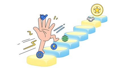 Stairway to Success with Hand Reaching for Achievement Illustration