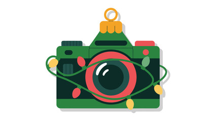 Festive Camera Ornament: A whimsical camera ornament is adorned with glowing fairy lights, bringing the magic and warmth of the holiday season to life.