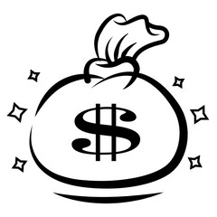 The bag that containing dollar sign symbol with couple of stars surrounding