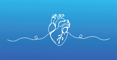 Cardiology Concept with Anatomical Heart and Heartbeat Line,  Healthcare Design Vector