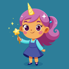 Unicorn Girl with Magic Wand - Whimsical Fantasy Character