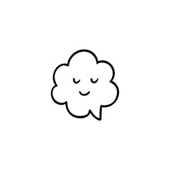 Black outlined cloud with a sleepy, smiling face