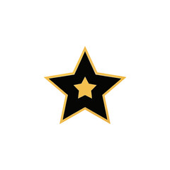 Obraz premium Gold and black star icon. Flat design vector symbol for awards, ratings, and achievement. Simple graphic element isolated on a transparent background