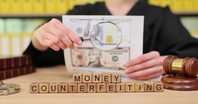 Exploring the world of money counterfeiting with magnifying glasses and careful inspection in a bright, informative setting