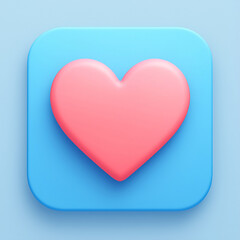 3D Pink Heart Icon on Blue Background &mdash; Minimal Love Concept Illustration