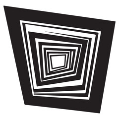 Black and White Abstract Geometric Optical Illusion with Concentric Distorted Shapes