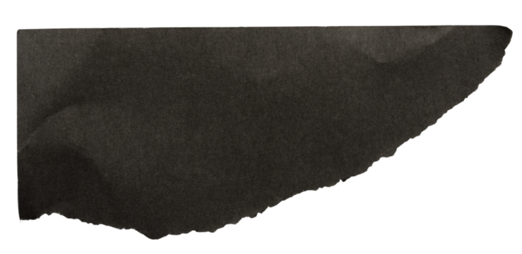 Dark, Textured Edge of Torn Black Paper on transparent background