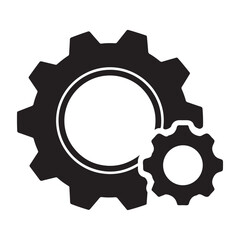 Black and White Gears Icon for Settings and Mechanical Concepts