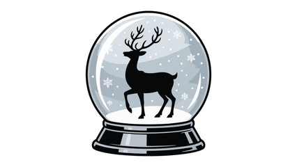 Whimsical Winter Wonderland: Inside a delicate glass globe, a majestic deer stands amidst a flurry of snowflakes, evoking the enchantment of a winter wonderland.