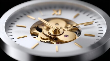 Close view of a detailed watch mechanism showcasing intricate gears