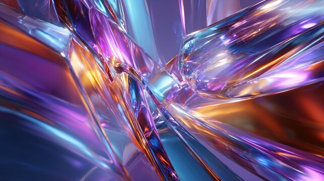 Abstract Colorful Geometric Design With Glowing Lines - Powered by Adobe