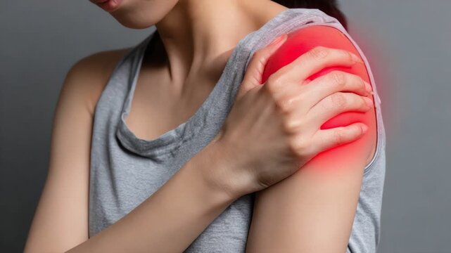 A close-up of a person experiencing shoulder pain, highlighting discomfort and the need for care