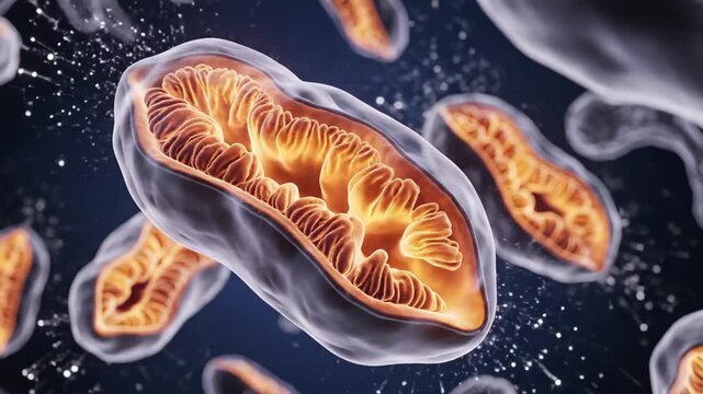Mitochondria producing energy cellular respiration ATP production.