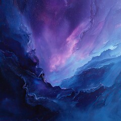 Abstract Cosmic Landscape With Purple And Blue Colors