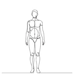 Minimalist Continuous Line Art of a Futuristic Humanoid Robot with Headset on White Background