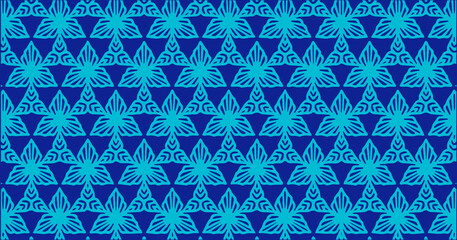 Blue-toned geometric pattern with repeating triangular floral shapes arranged symmetrically in a clean seamless layout.