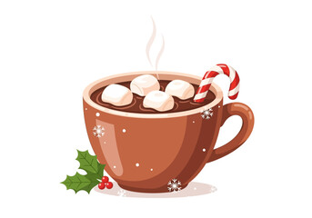 Festive Hot Chocolate with Marshmallows and Candy Cane