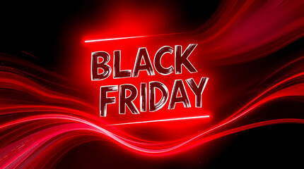 Glowing Red Neon Black Friday Sale sign dark background
