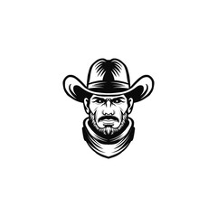 angry cowboy illustration logo