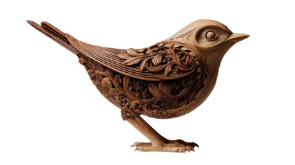 Small bird perched on rustic wooden fence rail outdoor wildlife nature close up isolated on white background