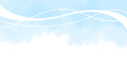 かぶせる半透明の装飾波複数ライン水色