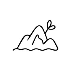 Outlined hills with sprout