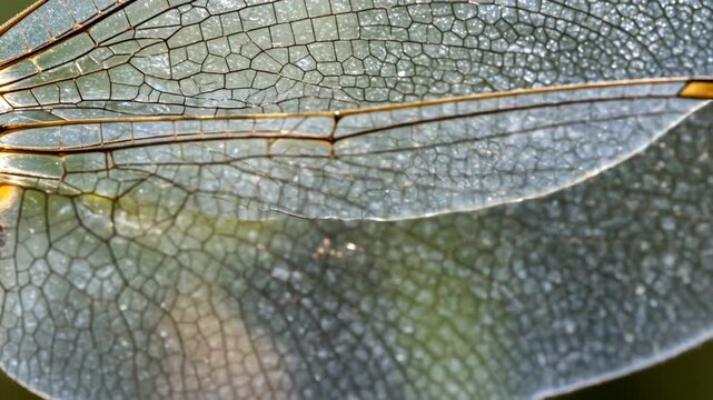 Close-up of a delicate insect wing showcasing intricate patterns and textures in nature