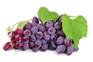 Red grape berry bunch isolated on white background