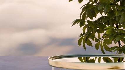 Serum dropper and glass coil with leaf 3D render