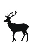 Obraz premium Black silhouette of a majestic deer with large antlers