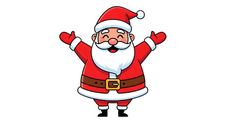 Happy cartoon santa claus with arms raised isolated on transparent background