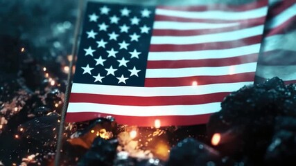 Video A patriotic American flag surrounded by sparklers, perfect for 4th of July or independence day celebrations - Powered by Adobe