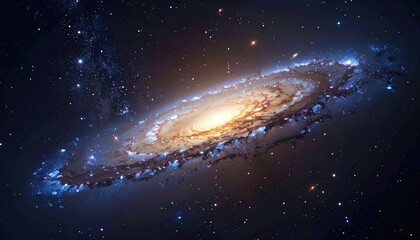 Obraz premium Majestic spiral galaxy, detailed core and swirling arms, cosmic dust