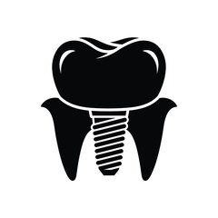 Dental implant icon for dentistry and oral health concept graphics