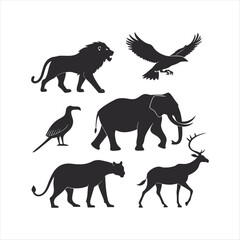Set of animal and dog silhouettes vector illustration