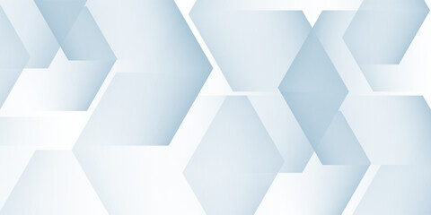 Elegant abstract 3D render featuring a geometric hexagonal pattern in soft white and light blue tones with a modern aesthetic. Eps 10