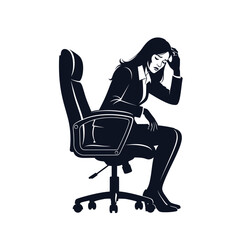 Anxious businesswoman holds head, showing stress and burnout