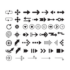 Different black Arrows Icons  Vector Set