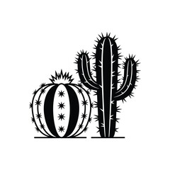 Stylized desert cactus plants icon graphic illustration design