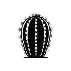 Barrel cactus desert plant silhouette isolated vector illustration