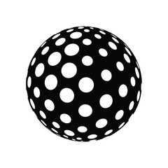 Abstract black sphere with white polka dots and texture design