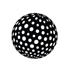 Abstract black sphere with white polka dots pattern and texture