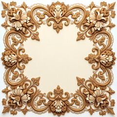 Ornate floral frame isolated on white background