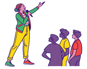 Leader speaking to audience vector isolated on white background