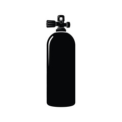 Isolated black silhouette of scuba diving air tank equipment