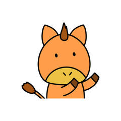 両手をあげたかわいい馬のキャラクター　上半身　イラスト