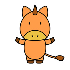 両手を広げたかわいい馬iのキャラクター　イラスト
