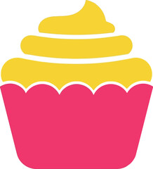 Bright pink yellow cupcake icon