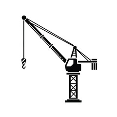 Tower crane silhouette icon. construction and lifting equipment.