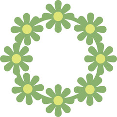 Green daisy wreath circle floral frame